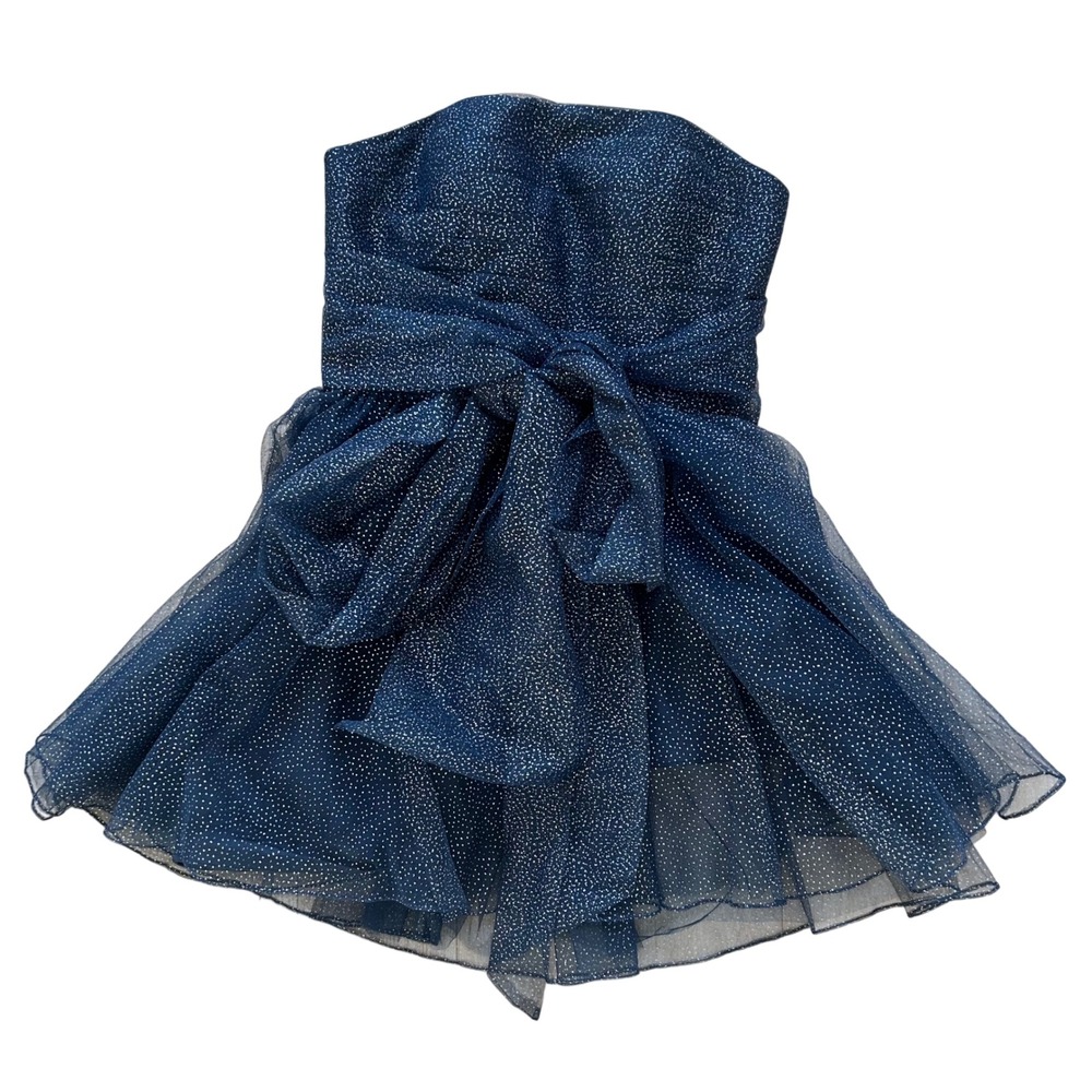 Celestial Ballerina Strapless Sweetheart Dress Tulle Glitter Sz 8 Navy Blue Prom